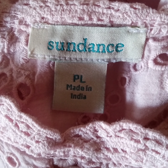 Sundance Baby Pink Marion Eyelet Lace Button Front Cotton Shirt Sz Petite Large - Picture 9 of 11